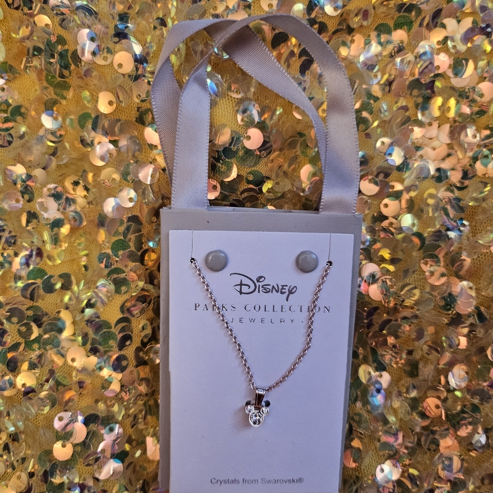 DISNEYWORLD MICKEY NECKLACE crystals from Swarovski silver tone necklace NEW